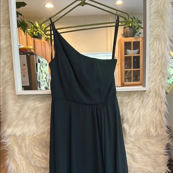 After Six Green Asymmetrical One-Shoulder Cocktail Dress - Picture 2 of 7